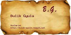 Bulik Gyula névjegykártya